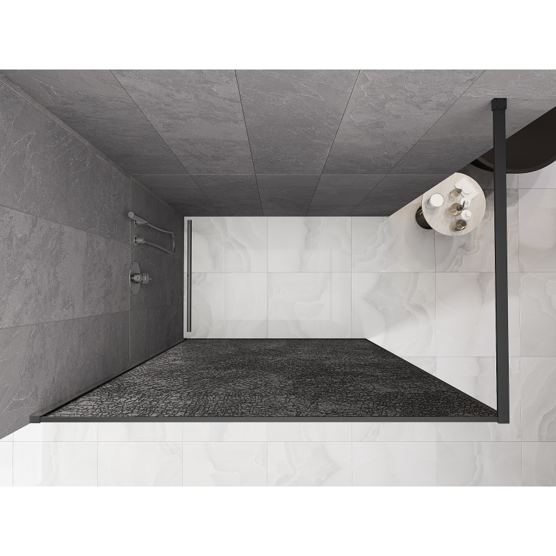 Mexen Kioto стенна преграда за душ Walk-in 90 x 200 см, crackle графит 12 мм, gun metal