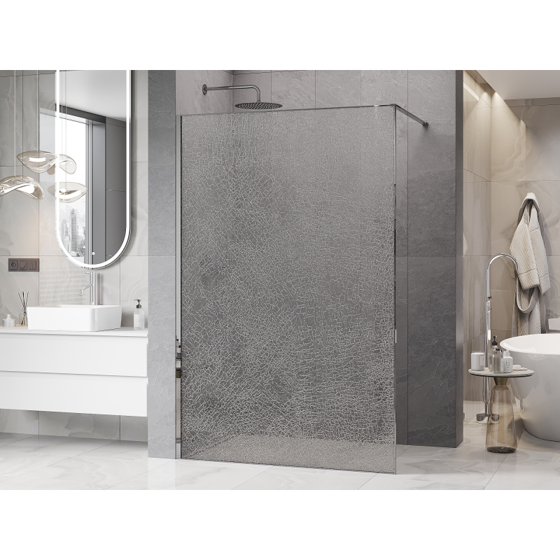 Mexen Kioto душ стена Walk-in 100 x 200 cm, прозрачен с пукнатини 12 mm, хром