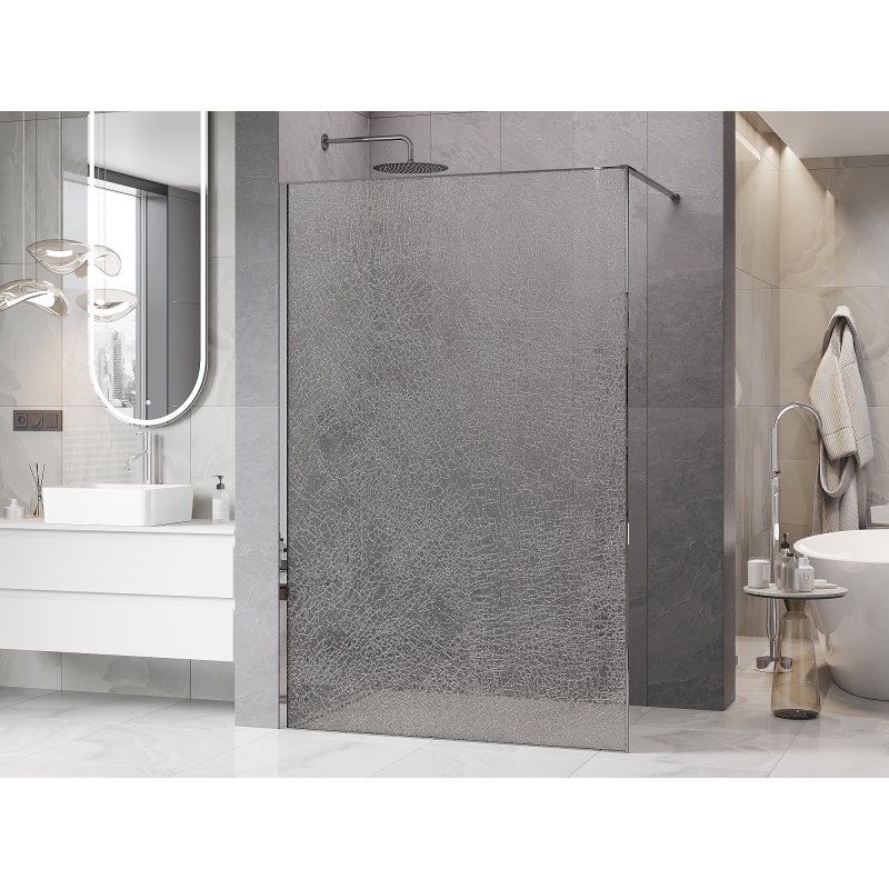 Mexen Kioto душ стена Walk-in 160 x 200 см, crackle прозрачен 12 мм, хром - 800-160-101-01-04-X