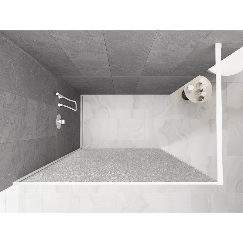 Mexen Kioto душ кабина Walk-in 80 x 200 см, crackle прозрачно 12 мм, бяла - 800-080-101-20-04-X