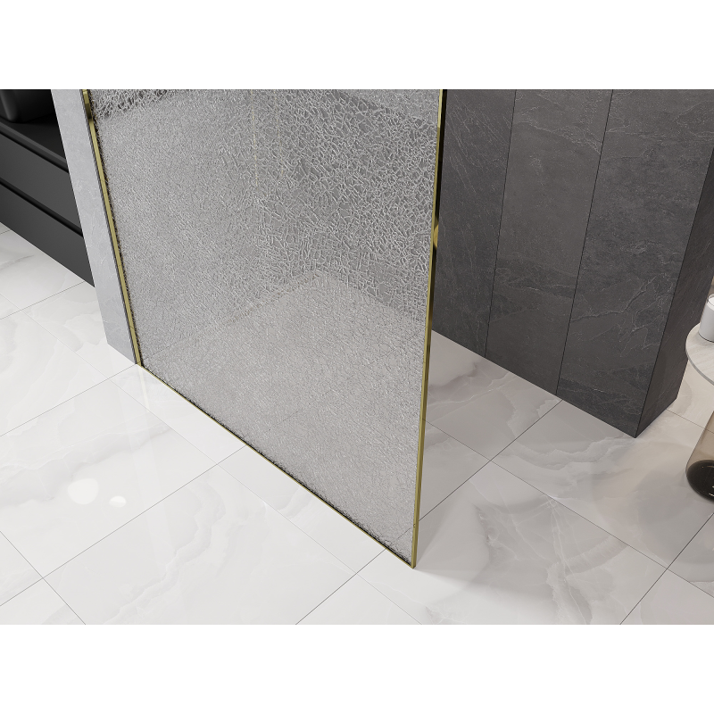 Mexen Kioto душ стена Walk-in 100 x 200 см, прозрачно-кракелажен 12 мм, златна