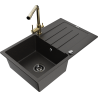 Mexen Bruno гранитна мивка с 1 корито с отцедник и кухненски смесител Duero,