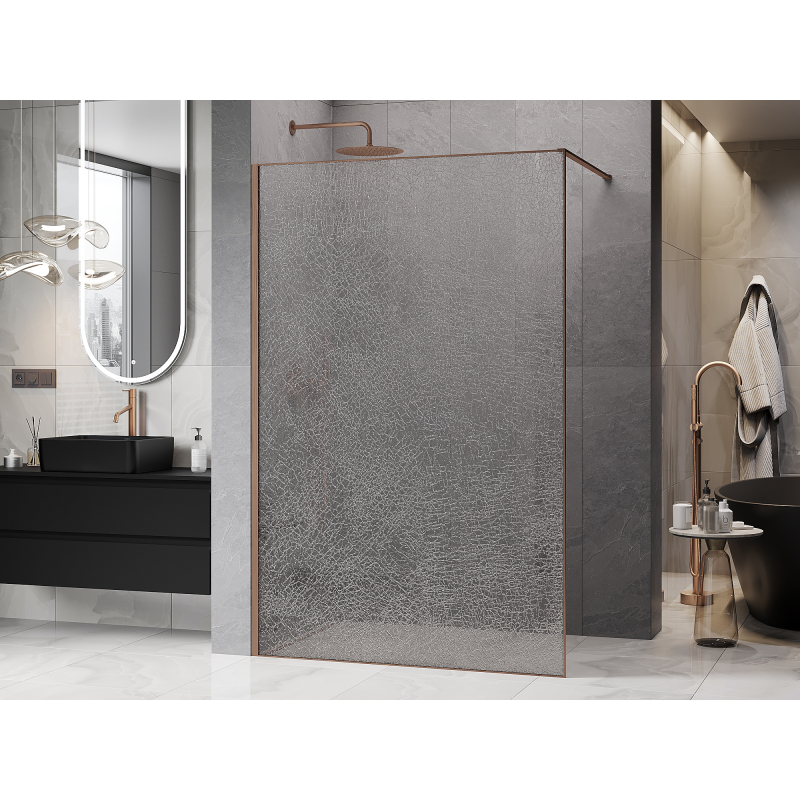 Mexen Kioto душ стена Walk-in 120 x 200 cm, crackle прозрачно 12 мм, четка мед - 800-120-101-65-04-X