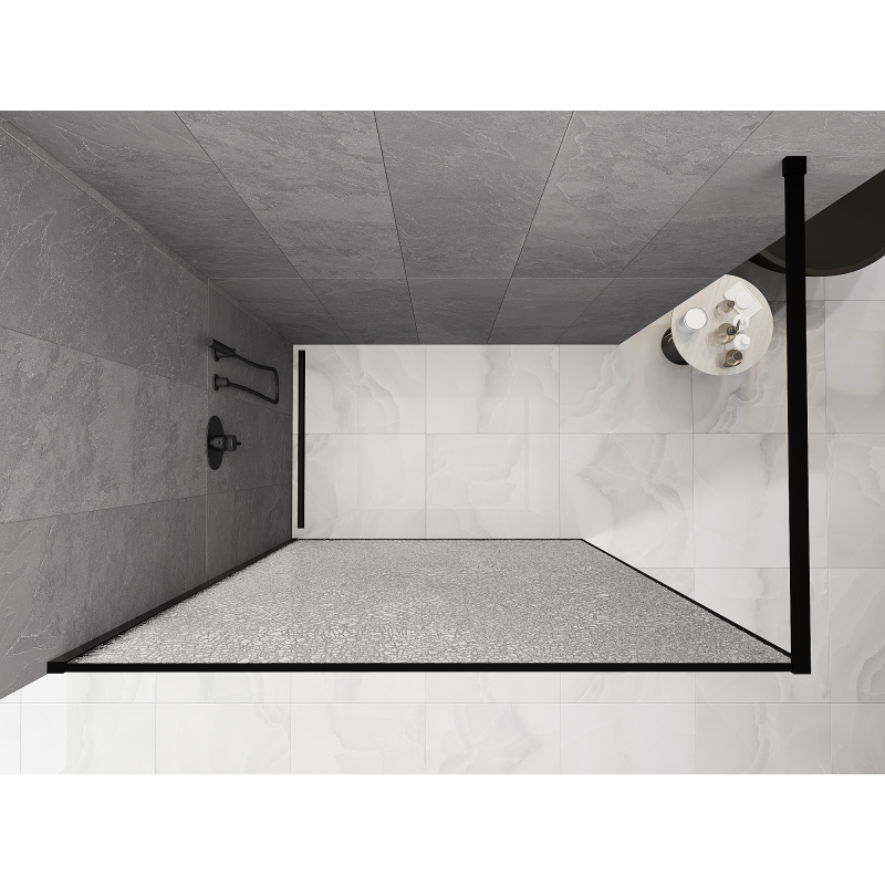 Mexen Kioto стенна преграда за душ Walk-in 110 x 200 cm, прозрачен кракъл 12 mm, черна