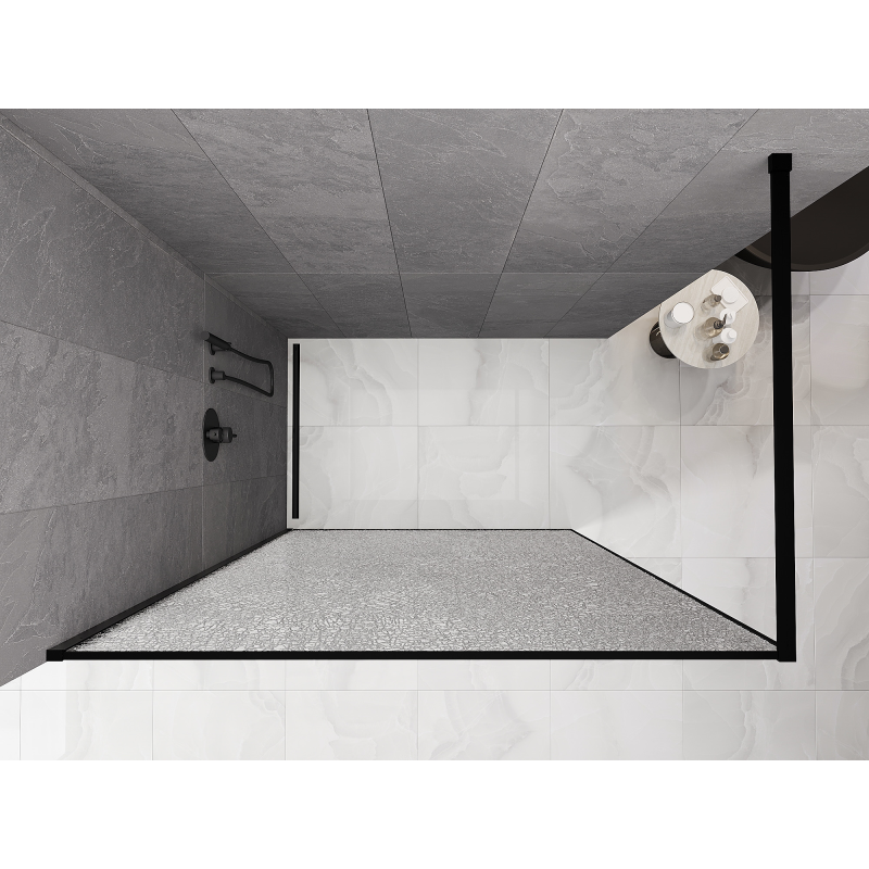 Mexen Kioto преграда за душ Walk-in 120 x 200 см, crackle прозрачно 12 мм, черна