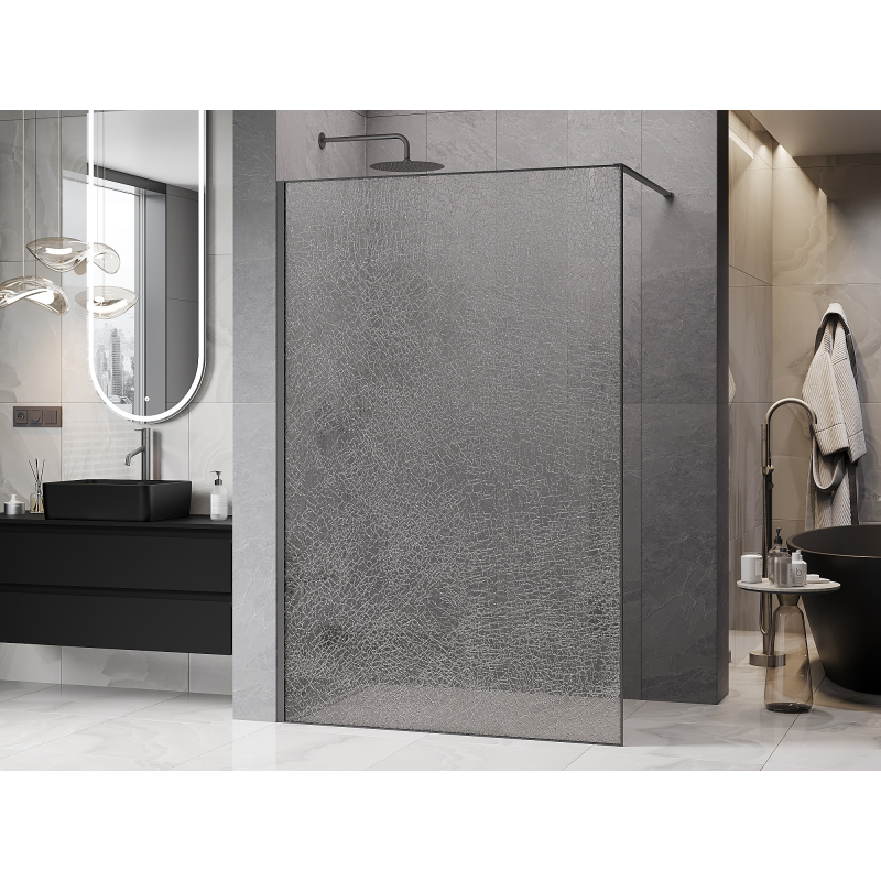 Mexen Kioto душ параван Walk-in 140 x 200 cm, прозрачен crackle 12 mm, gun metal - 800-140-101-95-04-X