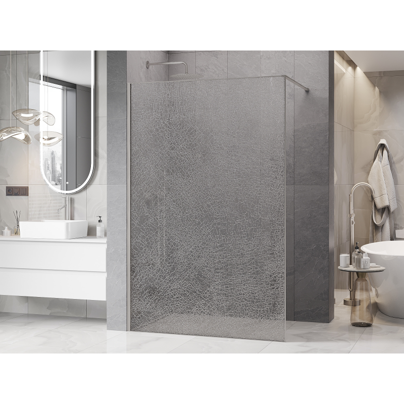 Mexen Kioto душ екран Walk-in 80 x 200 cm, Crackle прозрачен 12 mm, четкан никел