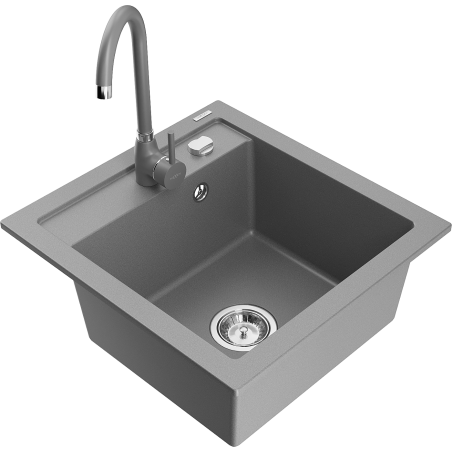 Mexen Vito гранитна мивка с 1 камера с кухненски смесител Telma, сиво