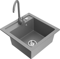 Mexen Vito гранитна мивка с 1 камера с кухненски смесител Telma, сиво