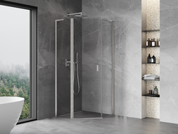 Mexen Mist L петоъгълна душ кабина с панти 80 x 80 см, прозрачна, четкан никел