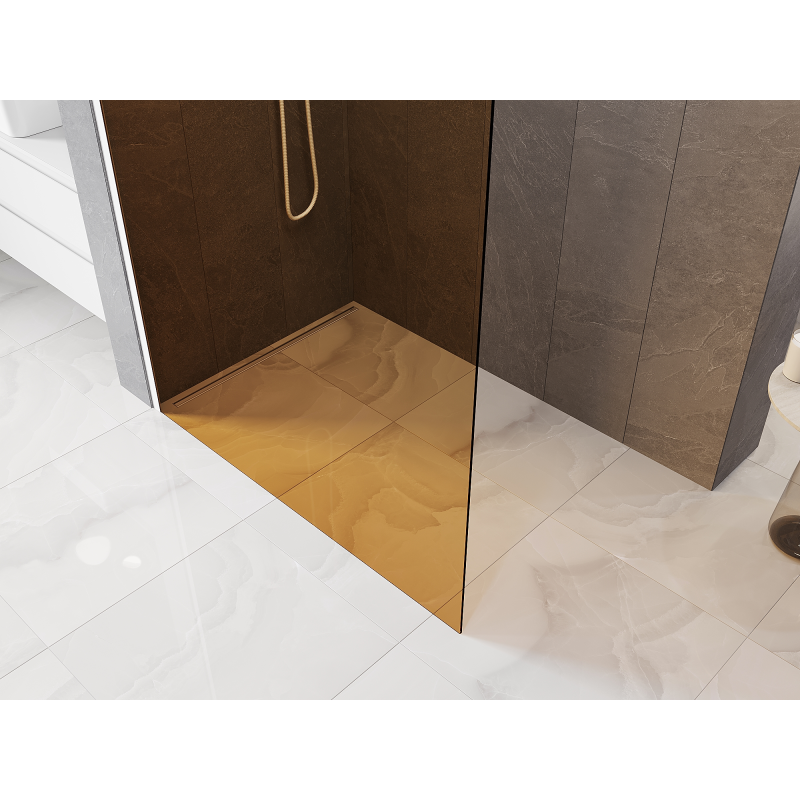 Mexen Kioto Душ стена Walk-in 130 x 200 см, бронз 8 мм, бяла - 800-130-101-20-32