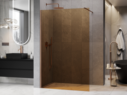 Mexen Kioto душ панел Walk-in 100 x 200 cm, кафяв 8 mm, матиран мед - 800-100-101-65-32