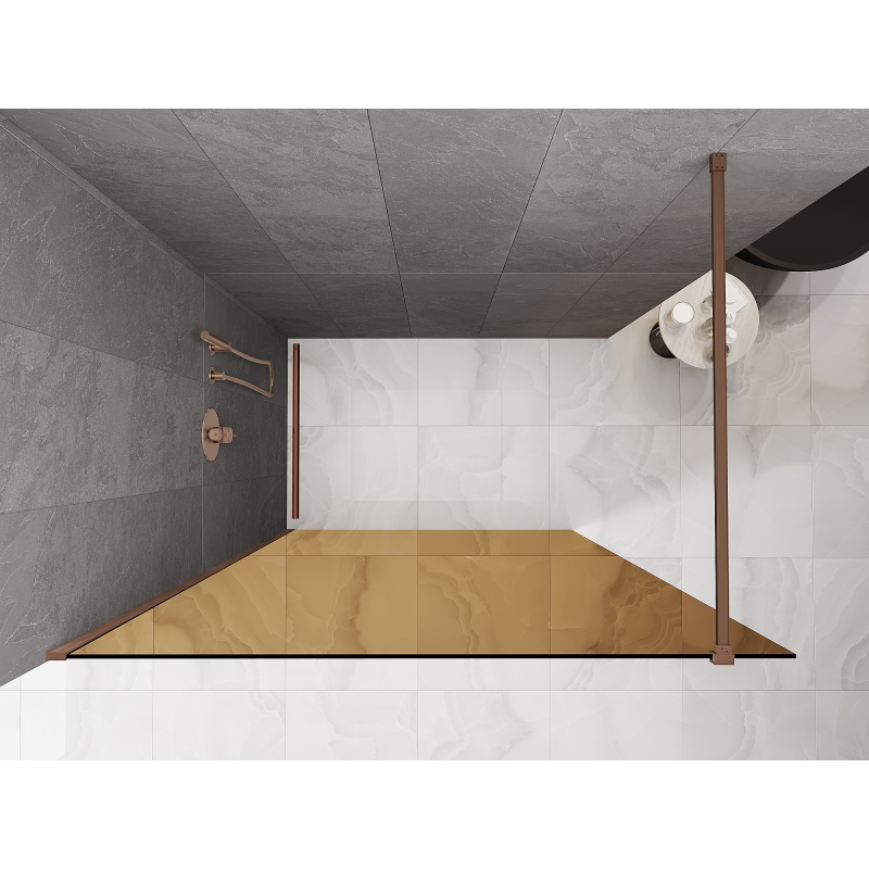 Mexen Kioto душ панел Walk-in 130 x 200 cm, бронз 8 mm, четкана мед - 800-130-101-65-32