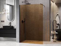 Mexen Kioto душ стена Walk-in 140 x 200 см, бронз 8 мм, черна - 800-140-101-70-32
