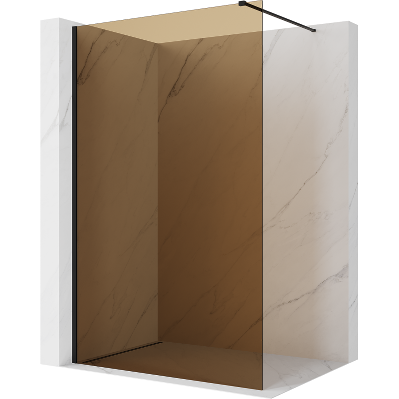 Mexen Kioto душ стена Walk-in 140 x 200 см, бронз 8 мм, черна - 800-140-101-70-32