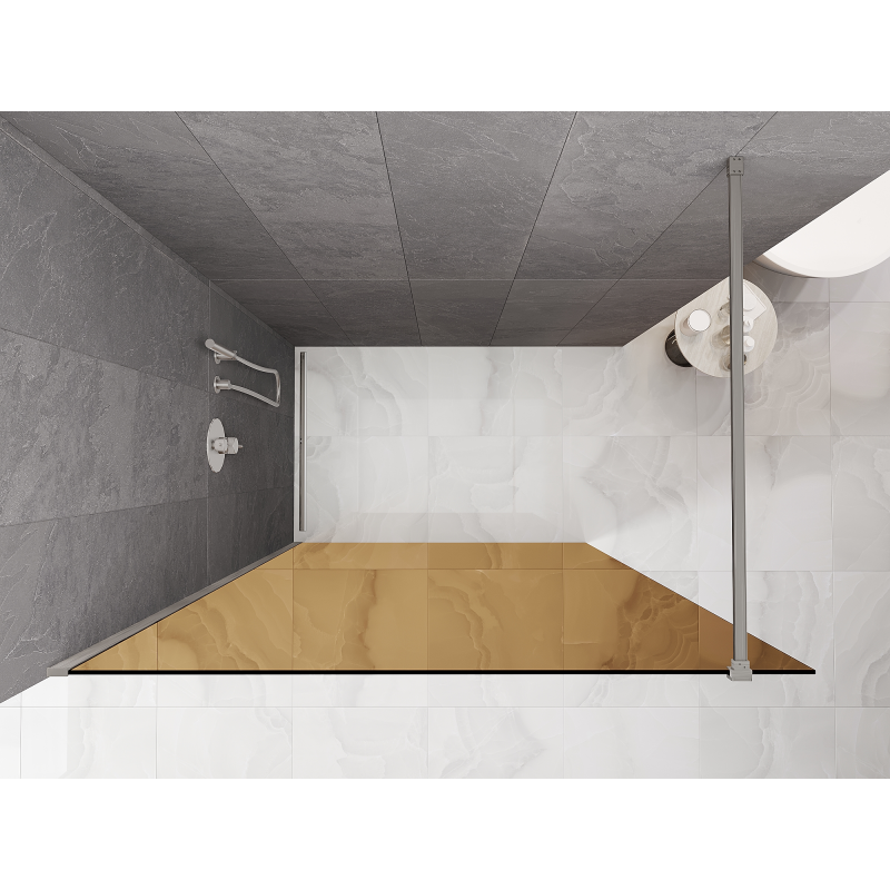 Mexen Kioto Стенна преграда за душ Walk-in 130 x 200 см, бронз 8 мм, матиран никел