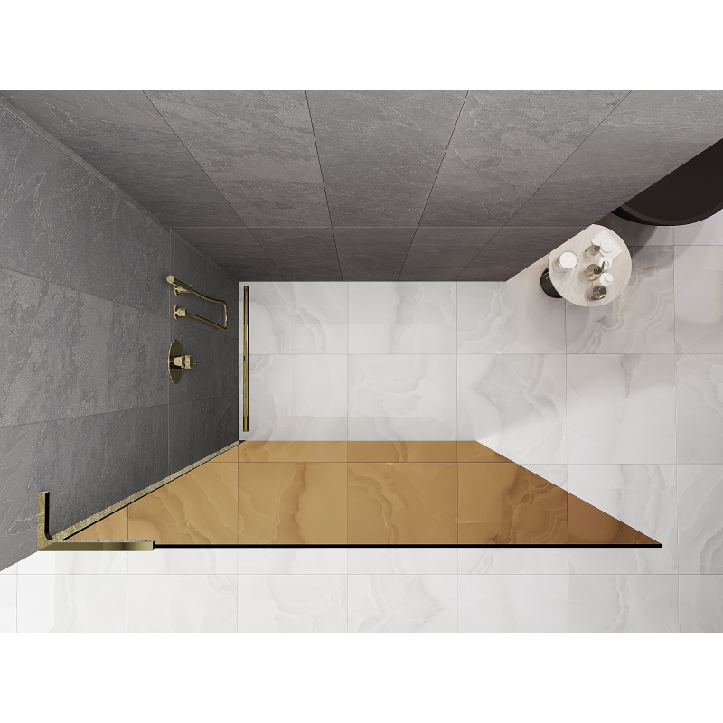 Mexen Kioto L душ параван Walk-in 80 x 200 см, кафяв, злато - 800-080-103-50-32
