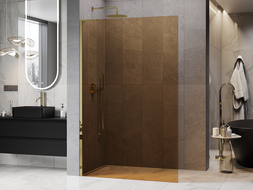 Mexen Kioto L душ стена Walk-in 100 x 200 cm, кафява, златна - 800-100-103-50-32