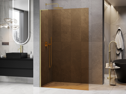 Mexen Kioto L Душкабина Walk-in 70 x 200 см, кафяво, злато четкано - 800-070-103-55-32