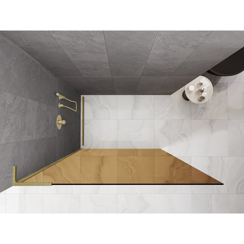 Mexen Kioto L душ-панел Walk-in 110 x 200 см, кафяво, злато четка - 800-110-103-55-32