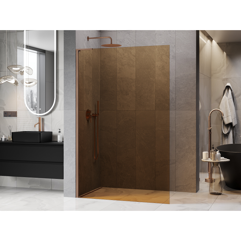 Mexen Kioto L душ стена Walk-in 70 x 200 cm, кафяво, четкана мед - 800-070-103-65-32