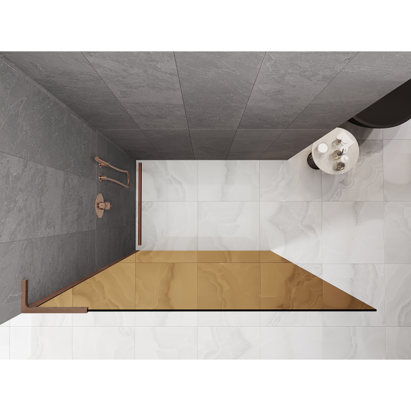 Mexen Kioto L душ стена Walk-in 70 x 200 cm, кафяво, четкана мед - 800-070-103-65-32