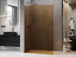 Mexen Kioto L душ преграда Walk-in 110 x 200 см, кафява, четкана мед - 800-110-103-65-32