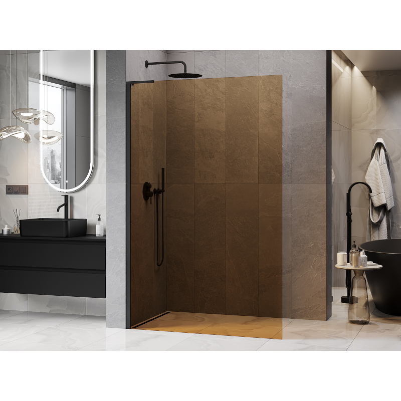 Mexen Kioto L душ стена Walk-in 90 x 200 см, бронз, черен - 800-090-103-70-32