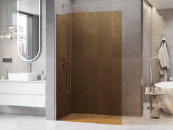 Mexen Kioto L Душ-преграда Walk-in 70 x 200 см, кафяво, четкан никел - 800-070-103-97-32