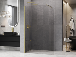 Mexen Kioto-P Душ стена Walk-in 90 x 200 см, прозрачно 8 мм, златно четкано