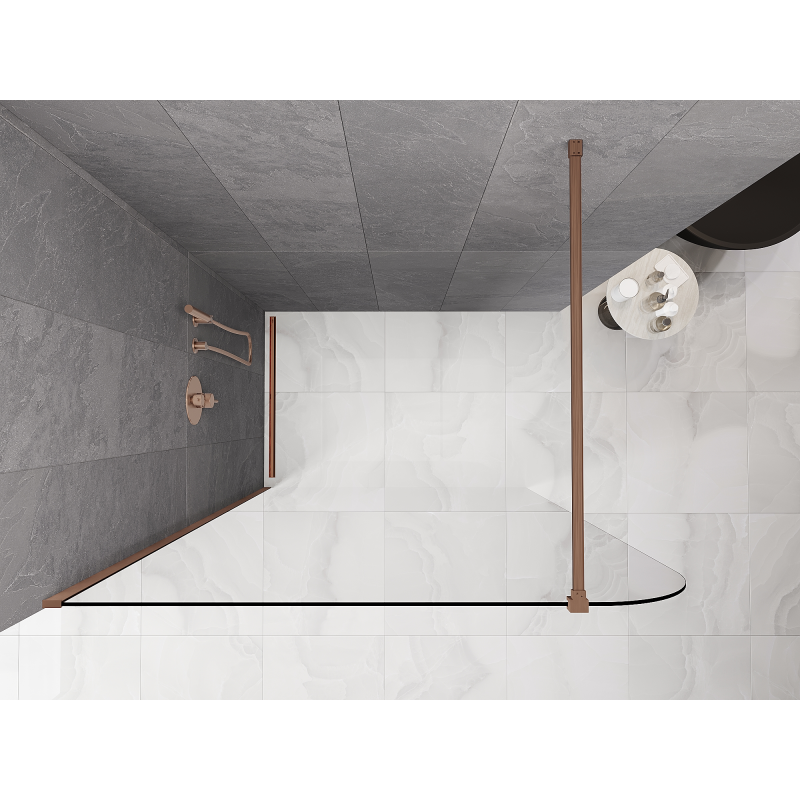 Mexen Kioto-P Душ преграда Walk-in 100 x 200 см, прозрачен 8 мм, четкана мед