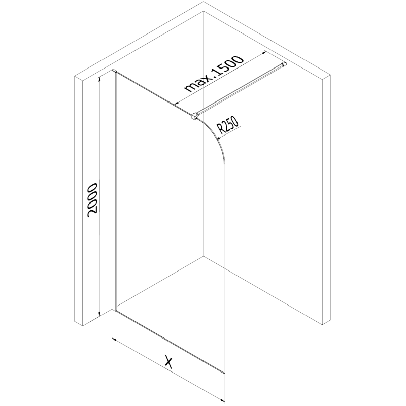Mexen Kioto-P душ преграда Walk-in 140 x 200 cm, прозрачен 8 mm, четкана мед - 800-140-101-65-00-P