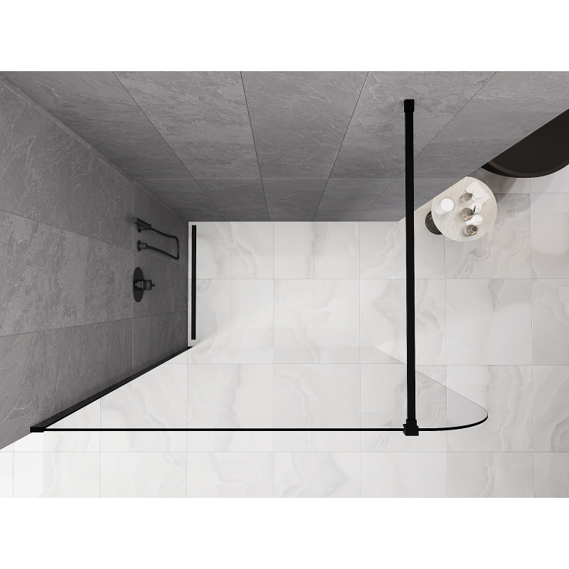 Mexen Kioto-P Душна стена Walk-in 80 x 200 cm, прозрачна 8 mm, черна - 800-080-101-70-00-P
