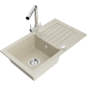 Mexen Pablo гранитна мивка с 1 отделение с отцедник и кухненски смесител Duero, бежов - 6510-69-671600-00
