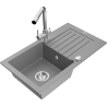 Mexen Pablo гранитна мивка с 1 отделение с отцедник и кухненски смесител Duero, сив - 6510-71-671600-00