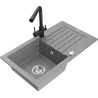 Mexen Pablo гранитна мивка с една камера с отцедник и кухненски смесител Duero, сива - 6510-71-671600-70