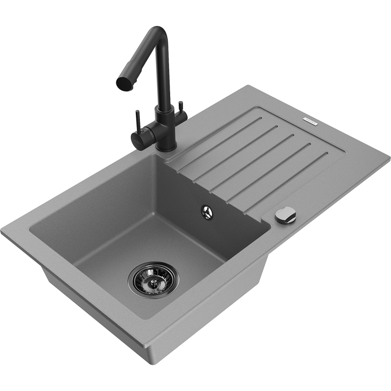 Mexen Pablo гранитна мивка с 1 отделение с отцедник и кухненски смесител