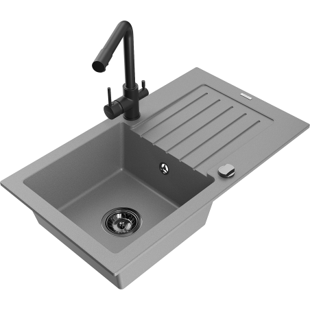 Mexen Pablo гранитна мивка с 1 отделение с отцедник и кухненски смесител