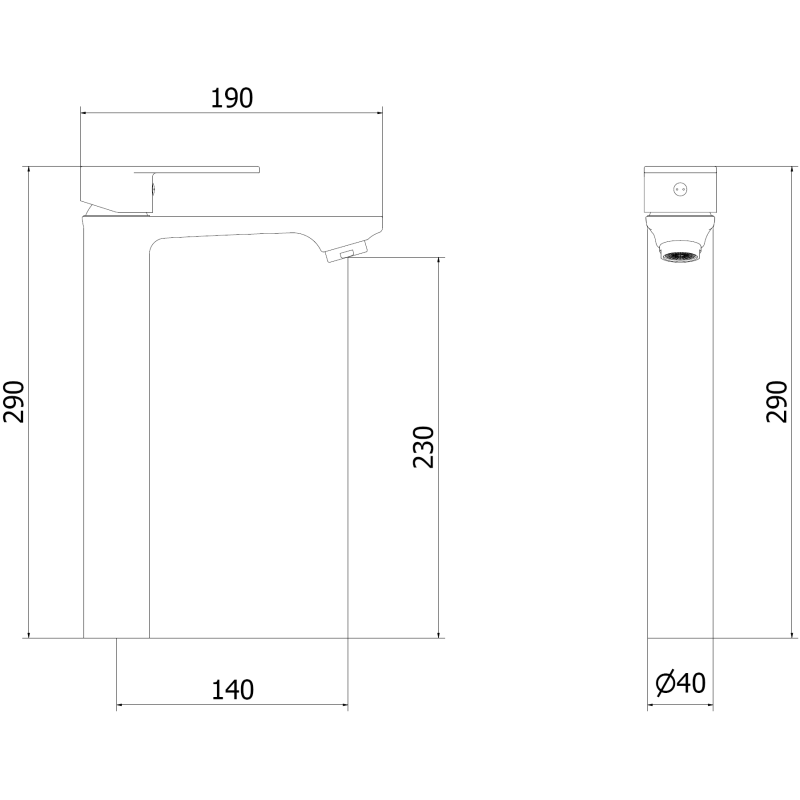 Mexen Royo висок черен смесител за мивка - 72210-70