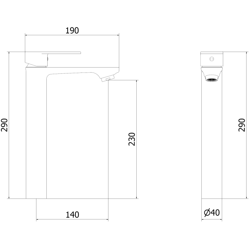 Mexen Royo висок смесител за мивка, черен - 72210-70