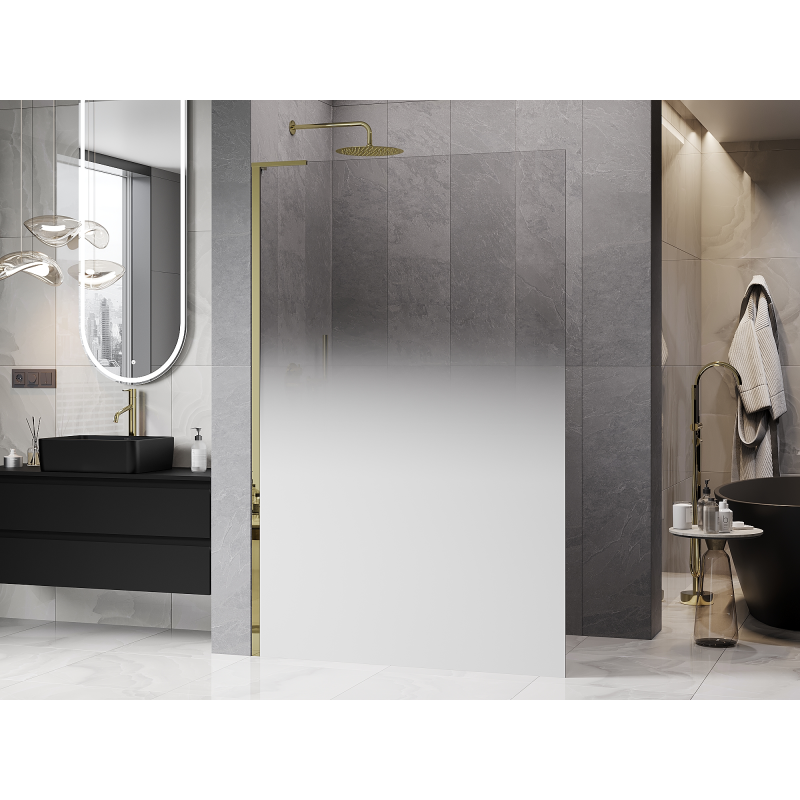 Mexen Kioto L Панел за душ Walk-in 120 x 200 см, омбре бяла 8 мм, златна - 800-120-103-50-86