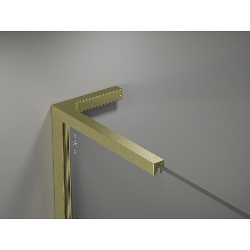 Mexen Kioto L душ стена Walk-in 110 x 200 cm, омбре бяло 8 мм, злато четкано - 800-110-103-55-86