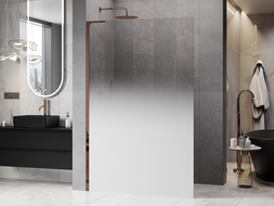 Mexen Kioto L душ-преграда Walk-in 110 x 200 см, бяла омбре 8 mm, розово злато