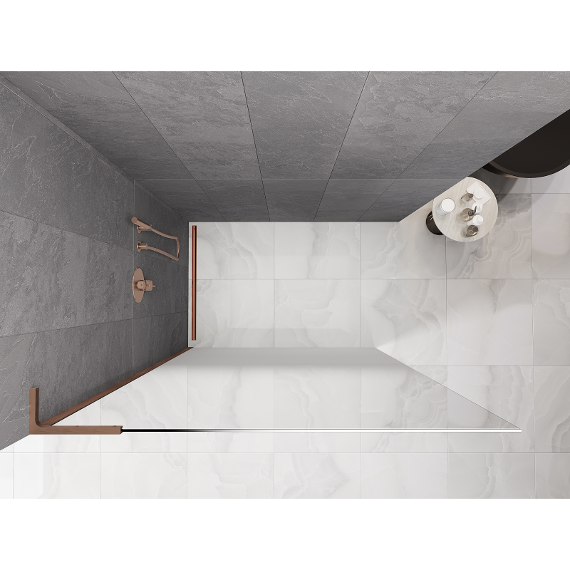 Mexen Kioto L душ преграда Walk-in 70 x 200 cm, бяла омбре 8 mm, четкана мед - 800-070-103-65-86