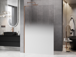 Mexen Kioto L Душ преграда Walk-in 110 x 200 cm, омбре бяла 8 mm, четкана мед - 800-110-103-65-86