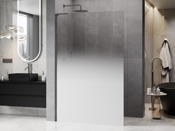 Mexen Kioto L панел за душ тип Walk-in 110 x 200 см, бял омбре 8 мм, четкано сиво