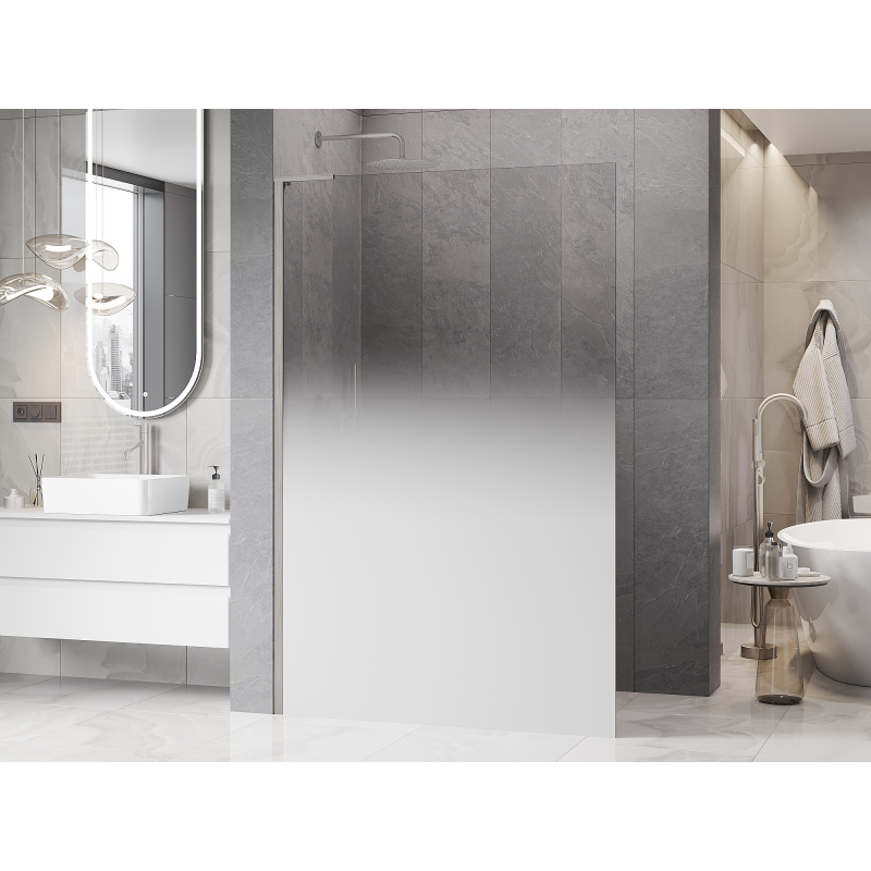 Mexen Kioto L преграда за душ Walk-in 90 x 200 см, бял омбре 8 мм, четкан никел