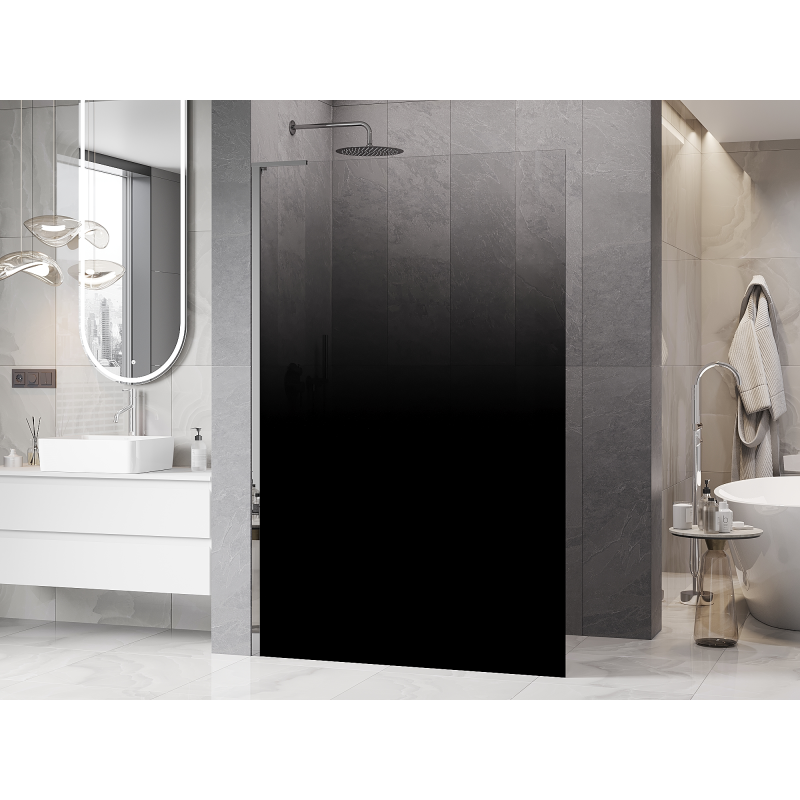 Mexen Kioto L Панел за душ Walk-in 120 x 200 cm, черно омбре 8 mm, хром - 800-120-103-01-76