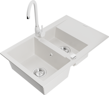 Mexen Gaspar гранитна мивка с 1,5 камери с отцедник и кухненски смесител Telma,