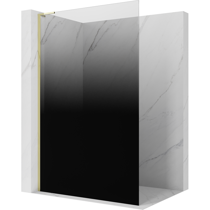 Mexen Kioto L душ стена Walk-in 100 x 200 cm, черно омбре 8 mm, златна - 800-100-103-50-76